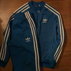 Adidas Blue with White Strips Jacket & Jogger Sz M